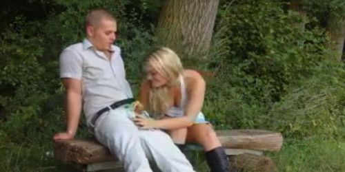 Blonde german girl nailed outdoor