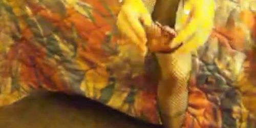 Fishnets foot tease