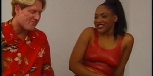 Interracial with ebony babe fucking white guy