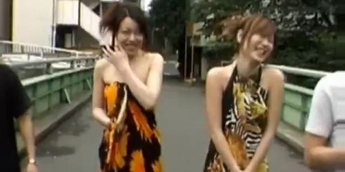 Japanese pervs swap each others girlfriends in public