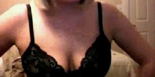 Stunning blonde flashing on webcam