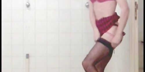 crossdresser at office toilet