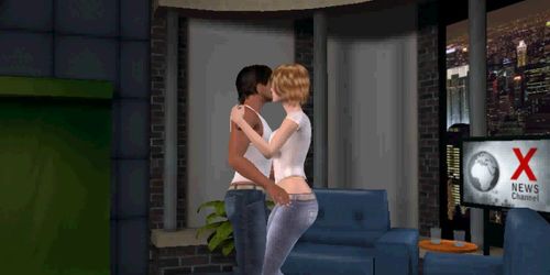 3D blonde shemale sucks cock and gets fucked anally