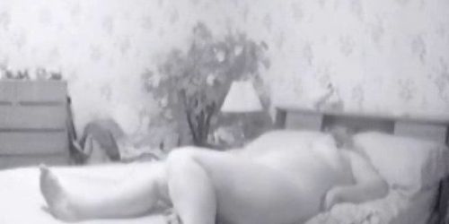 Fat mom masturbating in bed. Hidden cam