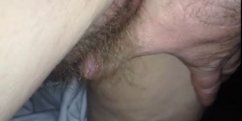 the long pubes of my wifes hairy pussy & ass,