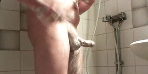 I am taking the shower and shave my beautiful cock and 