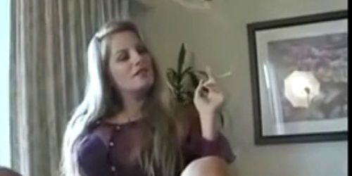 Hot Busty Cougar Smoking 120s and Diddling Solo