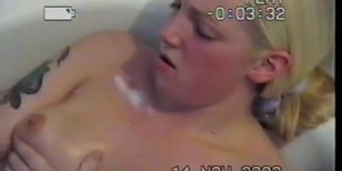 Stockinged Slut Bath Dildo Session