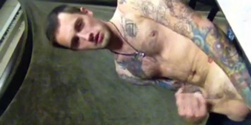 Cameron Sherrill, naked tattoo young man solo jerk