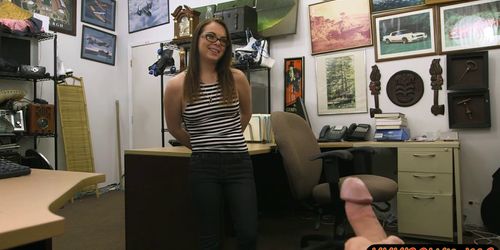 Dirty bitch in glasses pawns her vagina to earn money