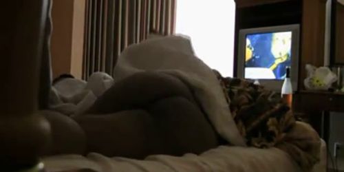 Chubby amateur black couple home in bed