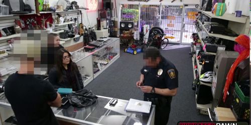 Shoplifters caught in action gets fucked to stay out of