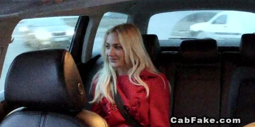 Shaved pussy Euro blonde in fake taxi