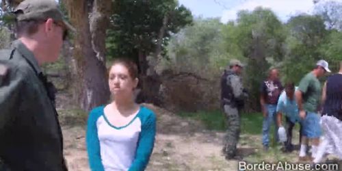 Latina teen caught crossing the border fucks for her fr