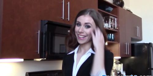 Stockinged realtor Anya Olsen gets jizzed