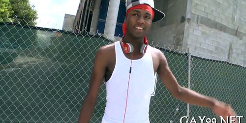 Black gay fucks white pal