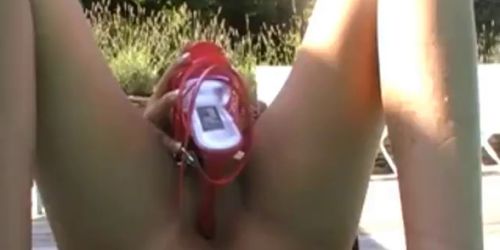 My outdoor holiday masturbation with red shoe