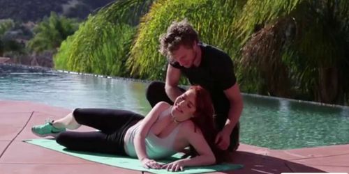 Cutie flirting with her yoga instructor