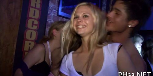 Very hot group sex in club