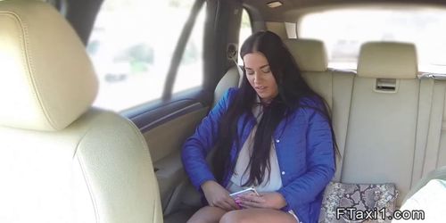 Sex tape with fake taxi driver fucks gal pov in public