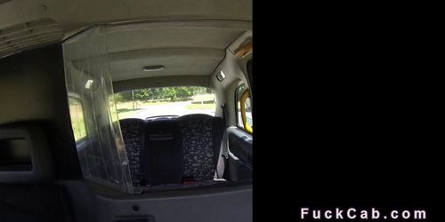 Huge tits tourist fucks in London cab in public