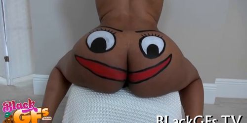 Black girl rides dick on closeup