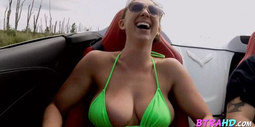 Big Natural Tits in Fast Car