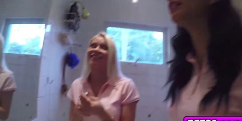 Naughty sorority lesbians licking pussies