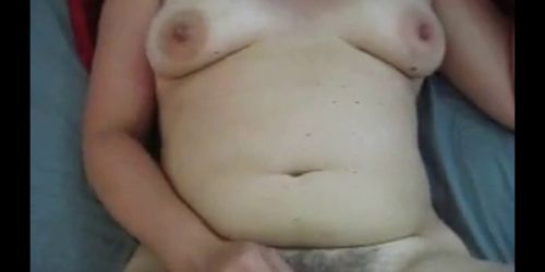 Fat bitch gets her unshaved cunt interracially fucked