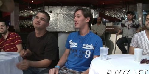 Boy sucking stripper at party