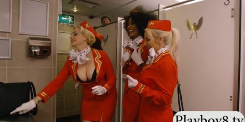 Ebony stewardess railed by pervert man in public toilet