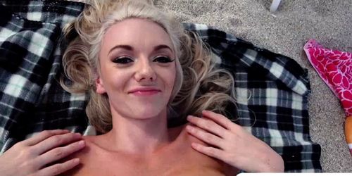 Pretty blonde babe Molly Mae fucks a stranger in the be