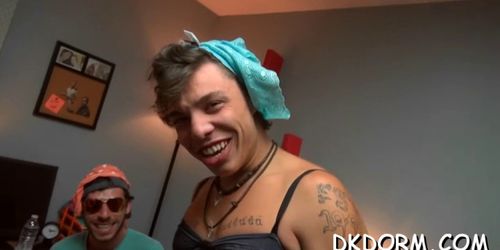 Hot guys have fun at a party