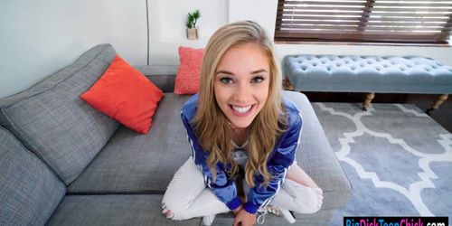 Beautiful teen Kali Roses takes on a hard monster cock