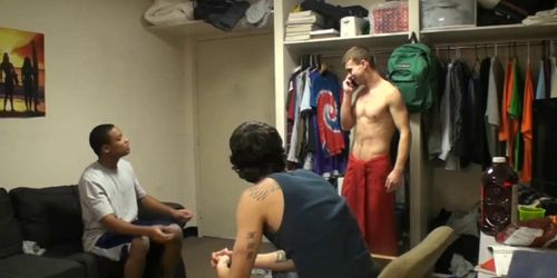 Guys enjoy a crazy gay party