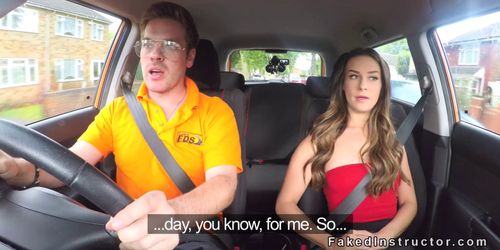 Babe hard rides in fake driving school