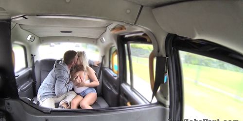 Couple fucking in female fake taxi