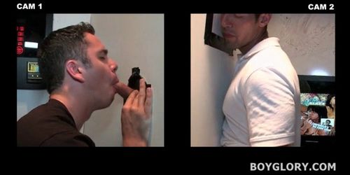 Cock addict hot gay giving BJ on gloryhole