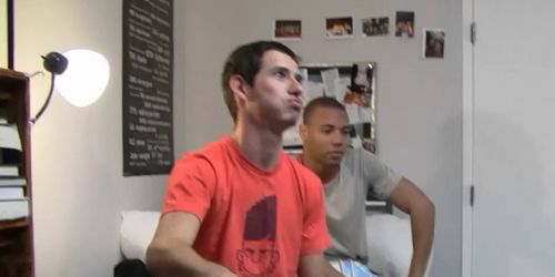 Sexy hunk enjoys a hand job