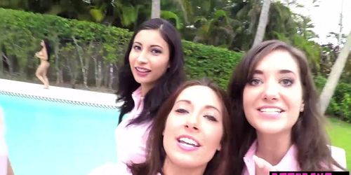 Sorority lesbian teens humiliated a newbie by the pool