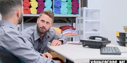 Gay lost prevention officers are bored on a night shift