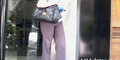 Hidden cam filming a MILF with cameltoe