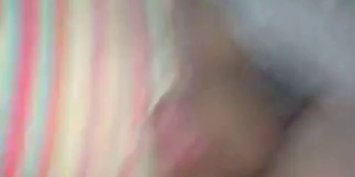 Two cumshots on striped panties