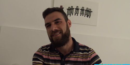 Teen bareback fucked by his boyfriend and old stepdad