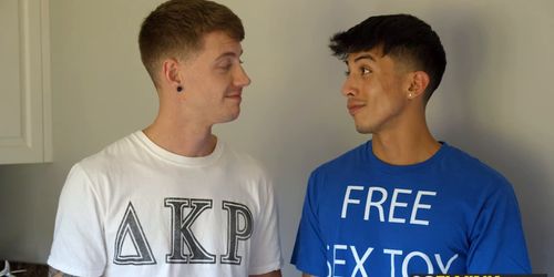 Hot frat boys enjoy secret threesome sex party hardcore