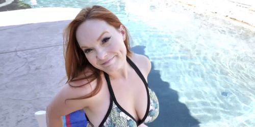 Horny redhead mom Summer Hart trips off her bikini