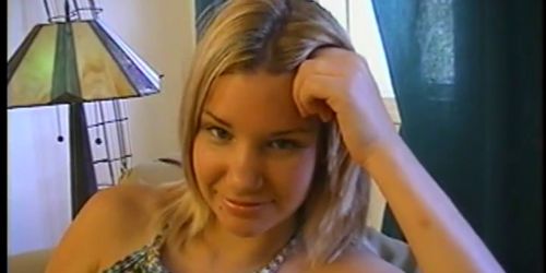 Adorable blonde shows off her blowjob technique