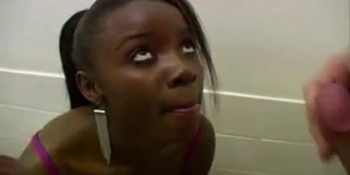 Cute amateur black teen cocksucking