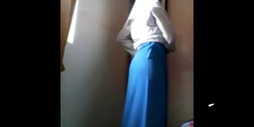 Muslim schoolgirl showing