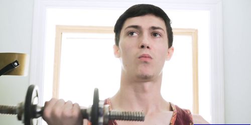 Old stepdaddy gets horny watching stepson work out hard